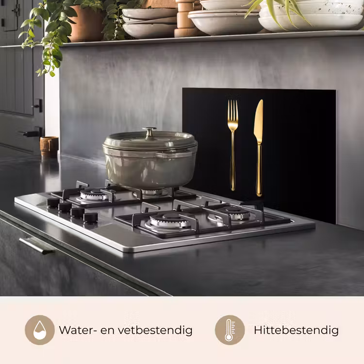 Bestek - Goud - Mes - Vork keuken achterwand spatscherm klein -usp_NL
