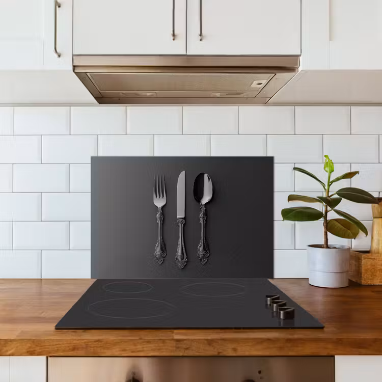 Bestek - Zwart keuken achterwand spatscherm klein -sfeer2