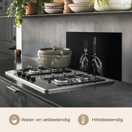 Bestek - Zwart - Wit keuken achterwand spatscherm klein -usp_NL