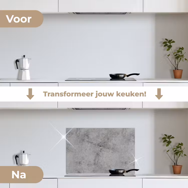 Beton - Grijs - Patronen keuken achterwand spatscherm klein 900 -voor_na_NL