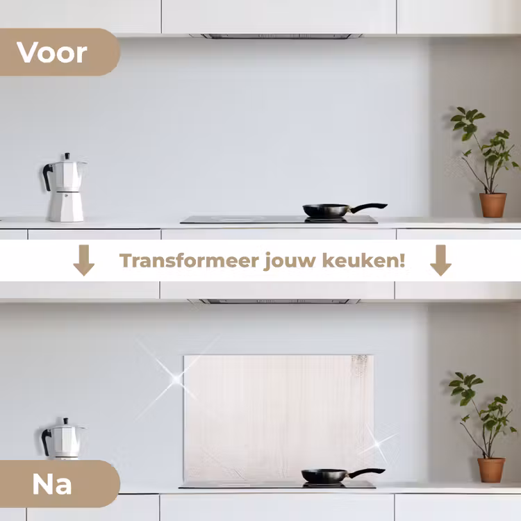 Beton - Muur - Wit keuken achterwand spatscherm klein -voor_na_NL