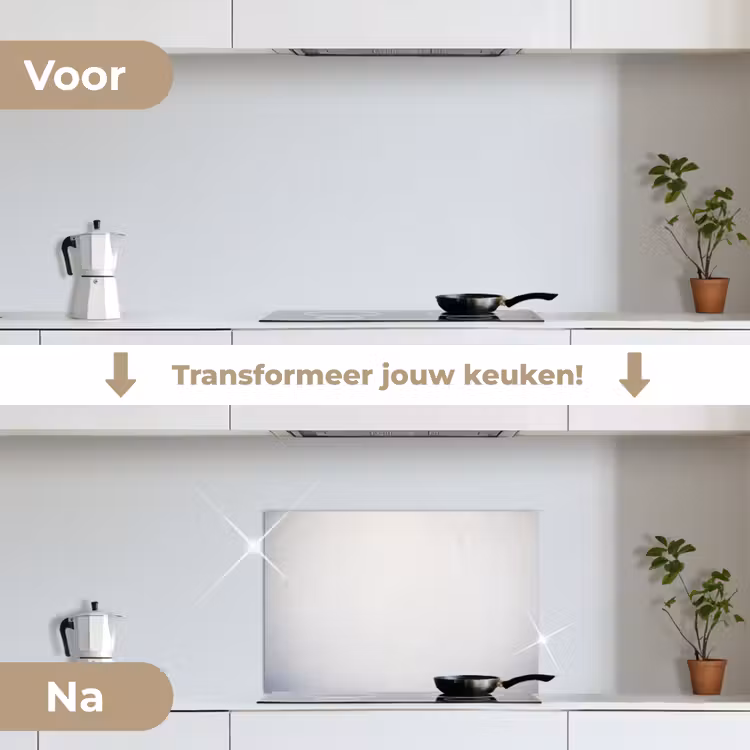 Beton - Wit - Modern keuken achterwand spatscherm klein -voor_na_NL