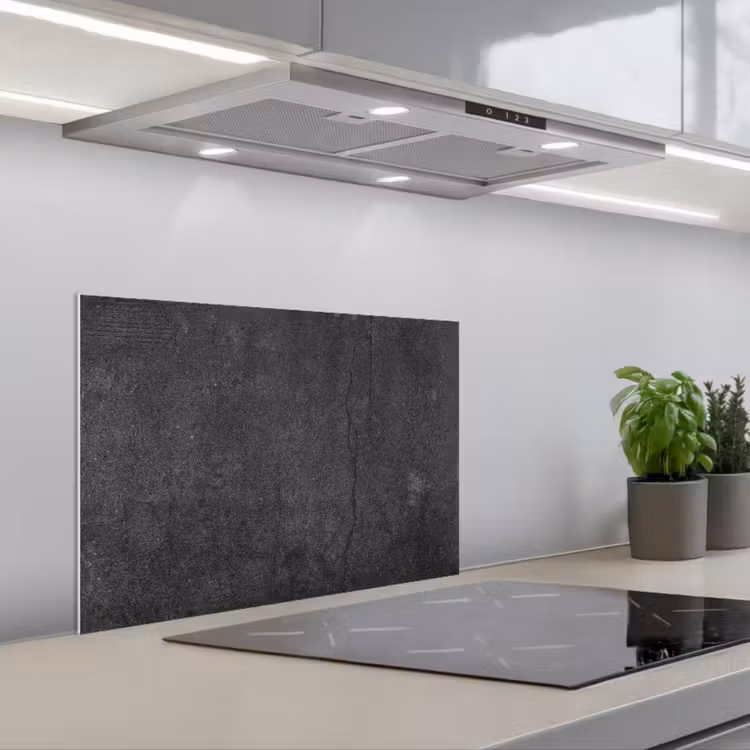 Beton - Zwart - Grijs - Rustiek - Industrieel keuken achterwand spatscherm klein -3d_schuin