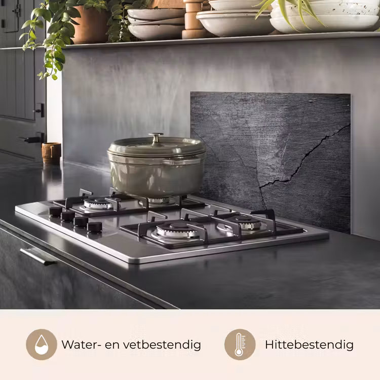 Beton - Zwart - Scheur keuken achterwand spatscherm klein -usp_NL