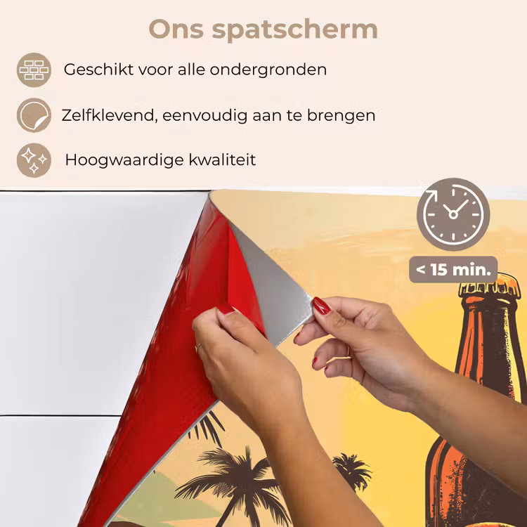 Bierfles - Zonsondergang - Palmbomen - Zee keuken achterwand spatscherm klein -spatscherm_NL
