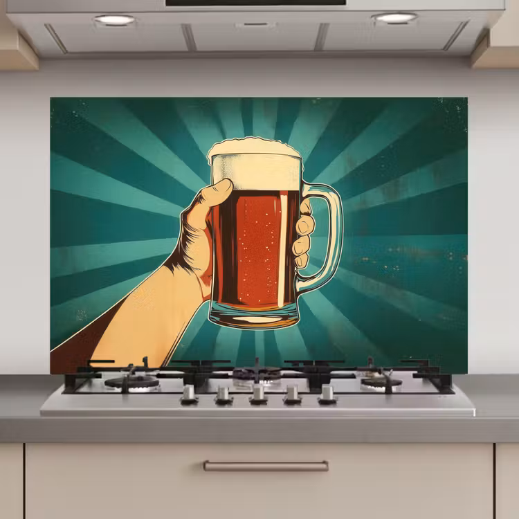Bierglas - Schuim - Retro - Groen keuken achterwand spatscherm klein -3d_website
