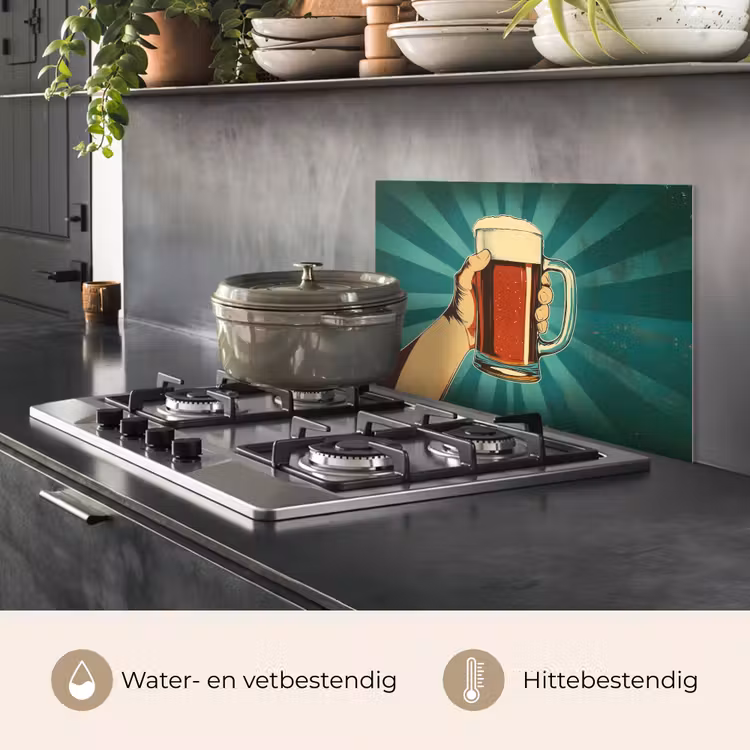 Bierglas - Schuim - Retro - Groen keuken achterwand spatscherm klein -usp_NL