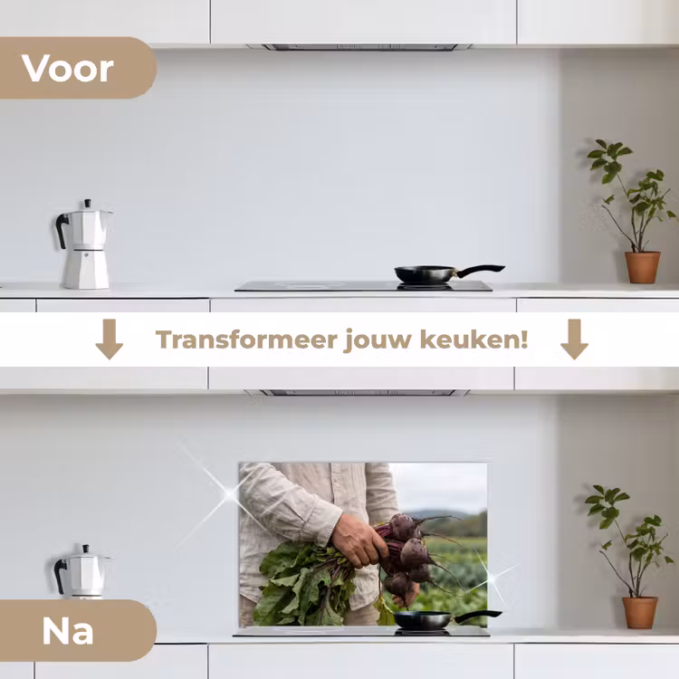 Bieten - Vers - Moestuin keuken achterwand spatscherm klein -voor_na_NL