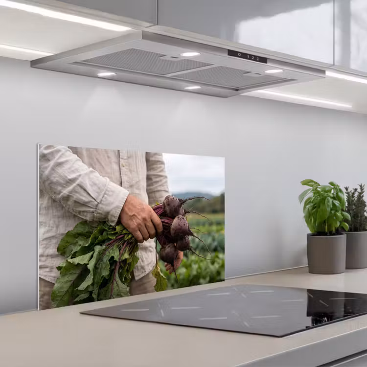 Bieten - Vers - Moestuin keuken achterwand spatscherm klein -3d_schuin