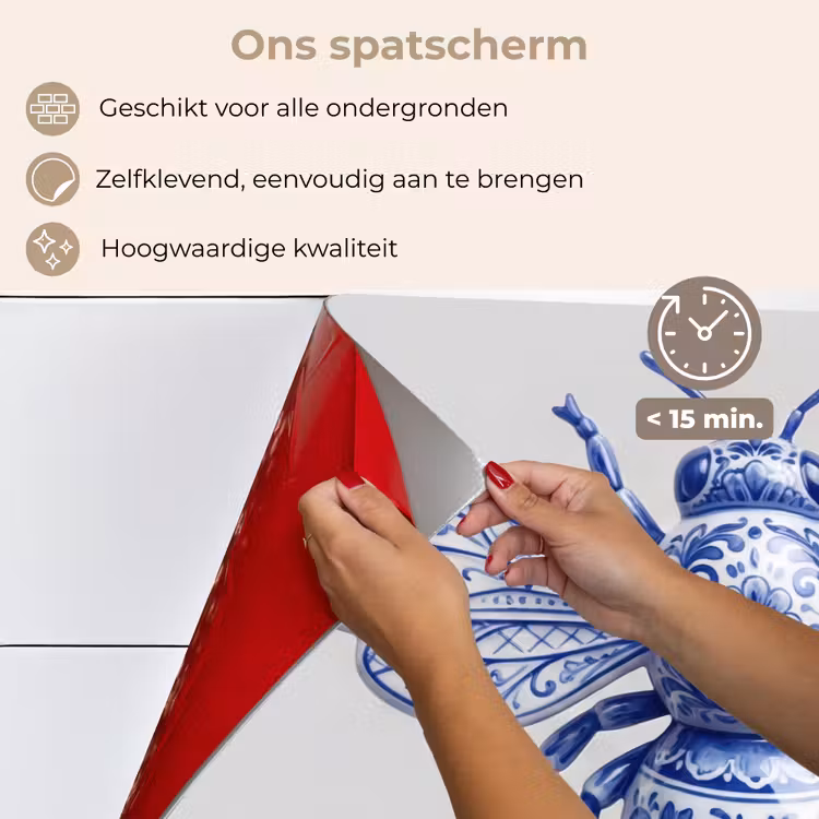 Bij - Modern - Delfts - Blauw keuken achterwand spatscherm klein -spatscherm_NL