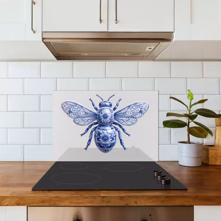 Bij - Modern - Delfts - Blauw keuken achterwand spatscherm klein -sfeer2
