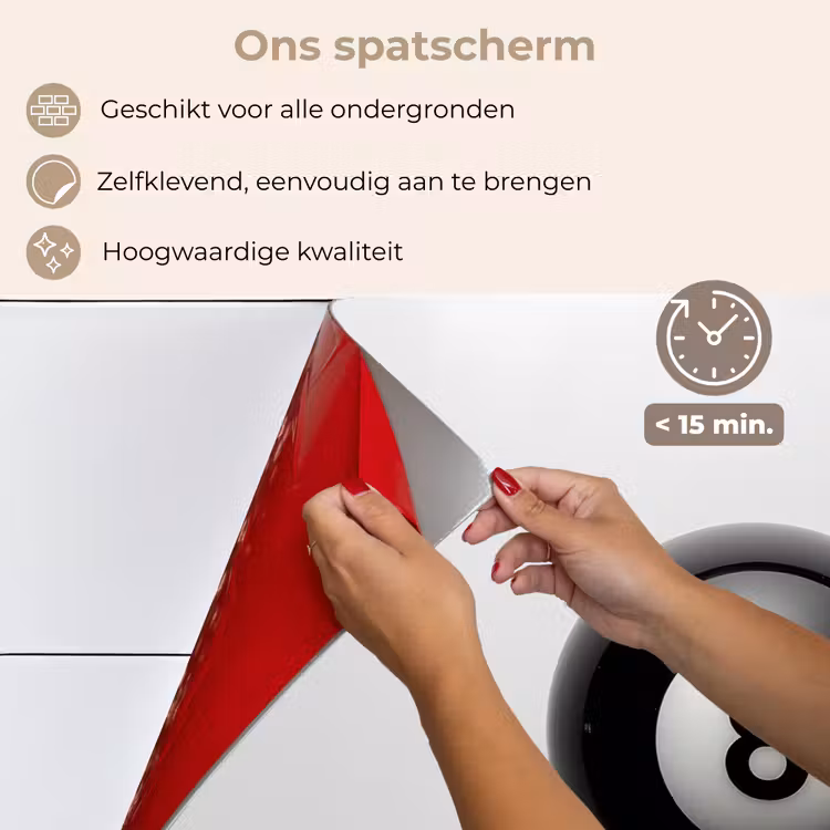 Biljartbal - Getal - Acht - Wit keuken achterwand spatscherm klein -spatscherm_NL