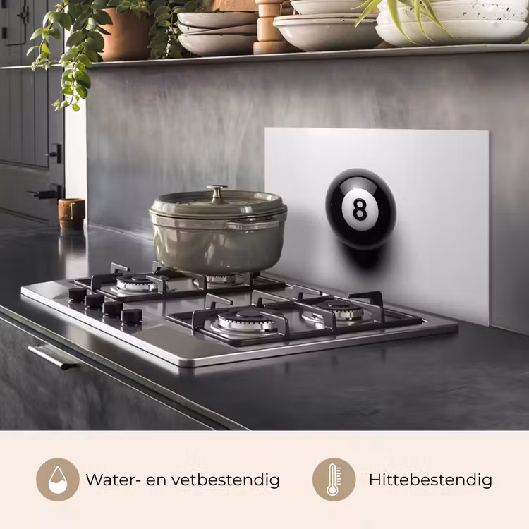 Biljartbal - Getal - Acht - Wit keuken achterwand spatscherm klein -usp_NL