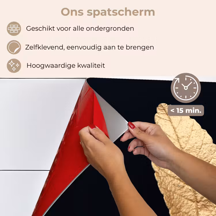 Black en gold - Bladeren - Zwart - Planten - Luxe keuken achterwand spatscherm klein -spatscherm_NL