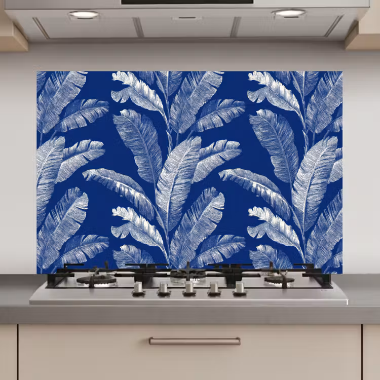 Blad - Palm - Blauw keuken achterwand spatscherm klein 900 -3d_website