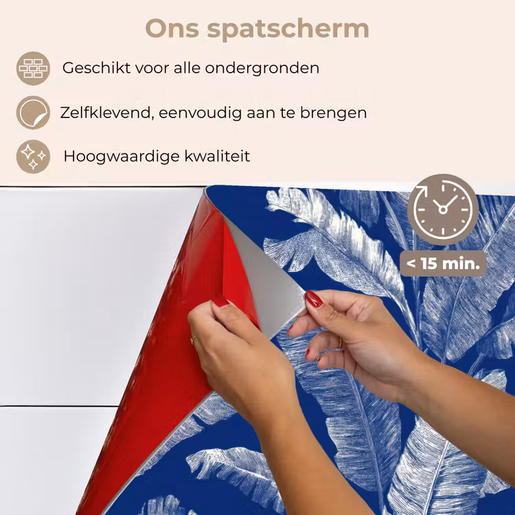 Blad - Palm - Blauw keuken achterwand spatscherm klein 900 -spatscherm_NL