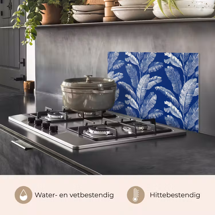 Blad - Palm - Blauw keuken achterwand spatscherm klein 900 -usp_NL