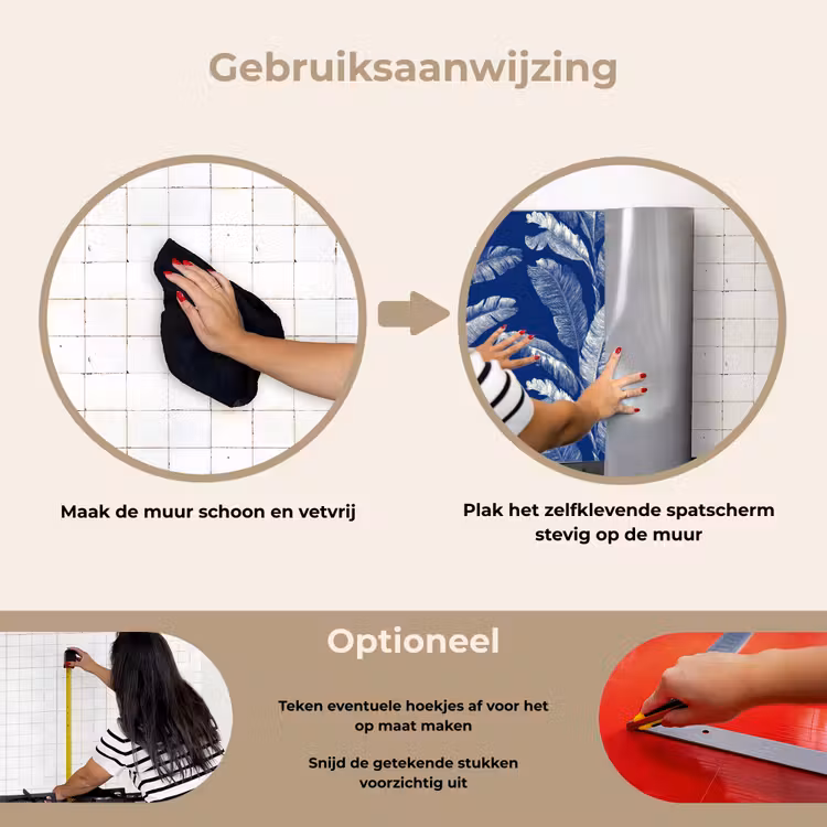 Blad - Palm - Blauw keuken achterwand spatscherm klein 900 -gebruiksaanwijzing_NL