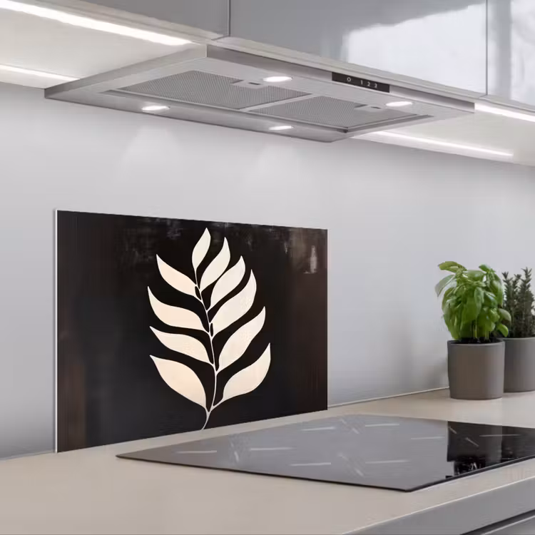 Blad - Wit - Minimalistisch keuken achterwand spatscherm klein -3d_schuin
