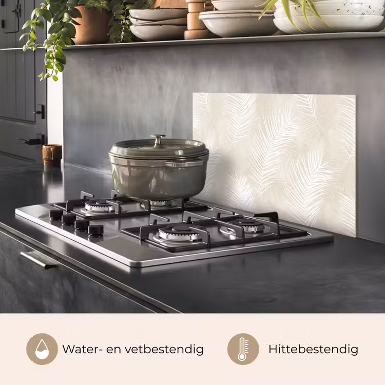 Bladeren - Beige - Wit - Botanisch - Natuur keuken achterwand spatscherm klein -usp_NL