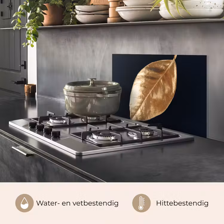 Bladeren - Black en gold - Luxe - Natuur - Planten keuken achterwand spatscherm klein -usp_NL