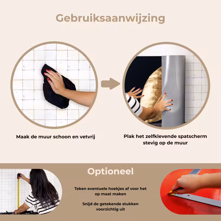 Bladeren - Black en gold - Luxe - Natuur - Planten keuken achterwand spatscherm klein -gebruiksaanwijzing_NL