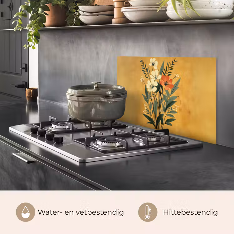 Bladeren - Boeket - Bloemen - Geel keuken achterwand spatscherm klein -usp_NL