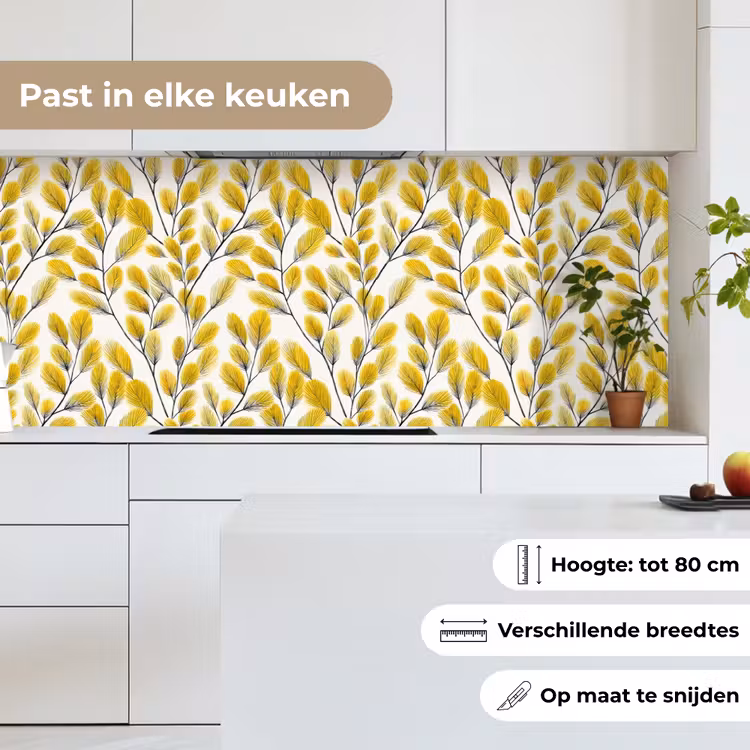 Bladeren - Botanisch - Elegant - Geel - Zwart keuken achterwand 2 middel 871 -sfeer4_NL
