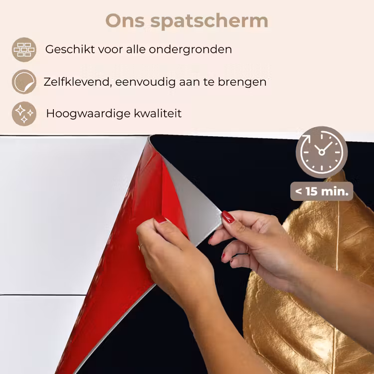 Bladeren - Chic - Goud - Planten - Zwart keuken achterwand spatscherm klein -spatscherm_NL