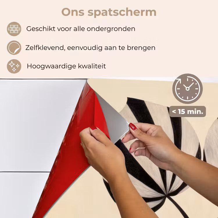 Bladeren - Gestreept - Stengel - Beige keuken achterwand spatscherm klein -spatscherm_NL