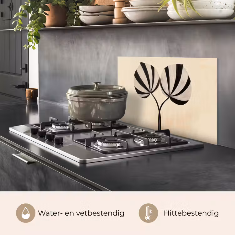 Bladeren - Gestreept - Stengel - Beige keuken achterwand spatscherm klein -usp_NL