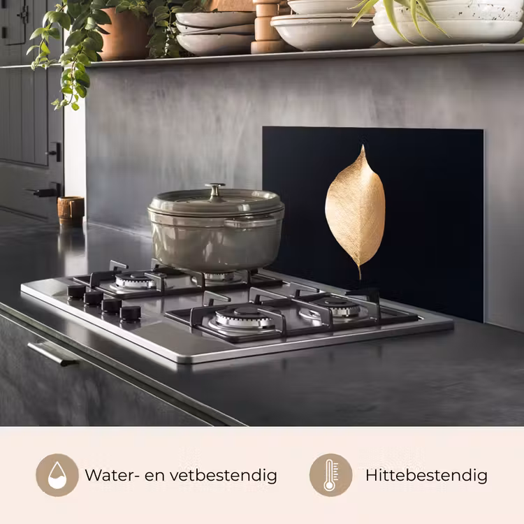 Bladeren - Goud - Zwart - Planten - Luxe keuken achterwand spatscherm klein -usp_NL