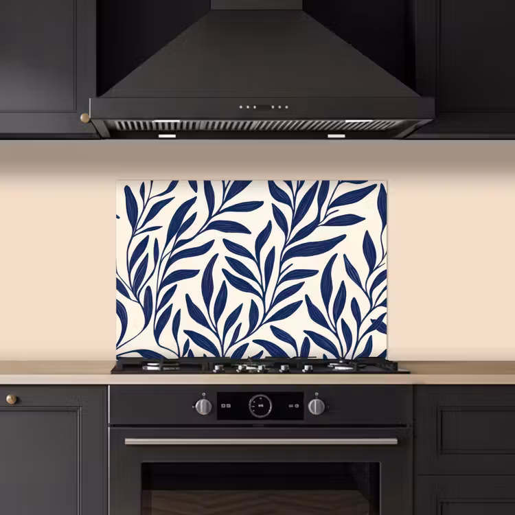 Bladeren - Klimop - Donkerblauw keuken achterwand spatscherm klein -sfeer1