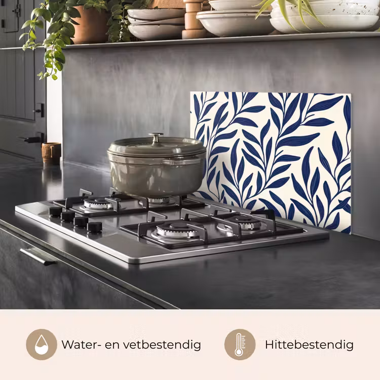 Bladeren - Klimop - Donkerblauw keuken achterwand spatscherm klein -usp_NL