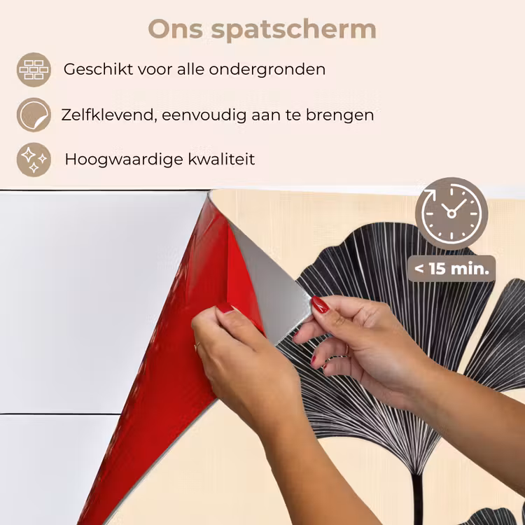 Bladeren - Minimalistisch - Zwart keuken achterwand spatscherm klein -spatscherm_NL