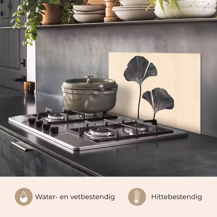 Bladeren - Minimalistisch - Zwart keuken achterwand spatscherm klein -usp_NL