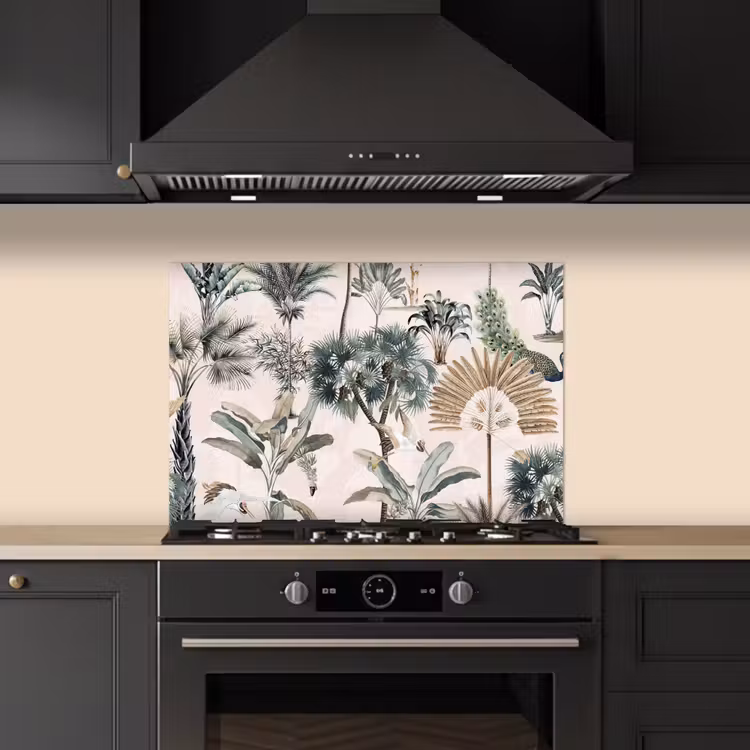 Bladeren - Monstera - Jungle - Tropical keuken achterwand spatscherm klein -sfeer1
