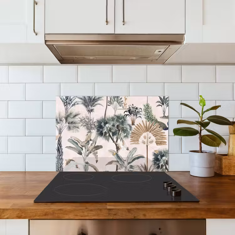 Bladeren - Monstera - Jungle - Tropical keuken achterwand spatscherm klein -sfeer2