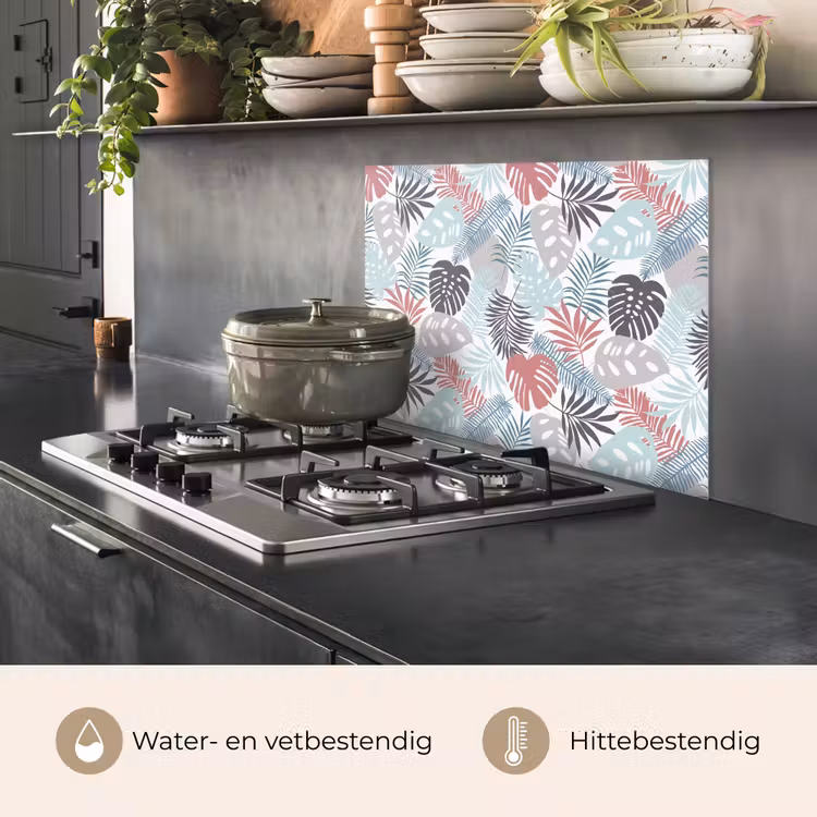 Bladeren - Pastel - Jungle keuken achterwand spatscherm middel -usp_NL