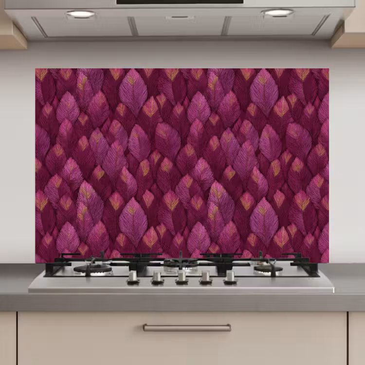 Bladeren - Patroon - Burgundy keuken achterwand spatscherm klein 900 -3d_website