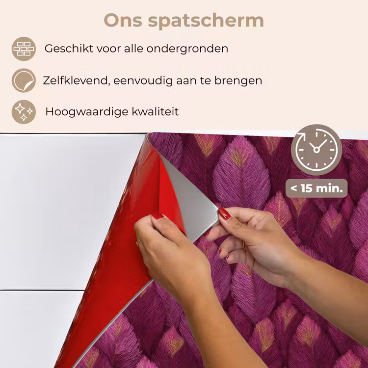 Bladeren - Patroon - Burgundy keuken achterwand spatscherm klein 900 -spatscherm_NL