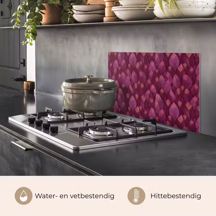Bladeren - Patroon - Burgundy keuken achterwand spatscherm klein 900 -usp_NL