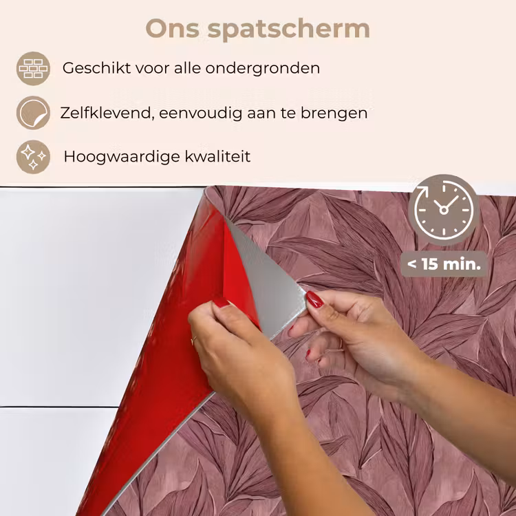 Bladeren - Patroon - Paars keuken achterwand spatscherm klein 900 -spatscherm_NL
