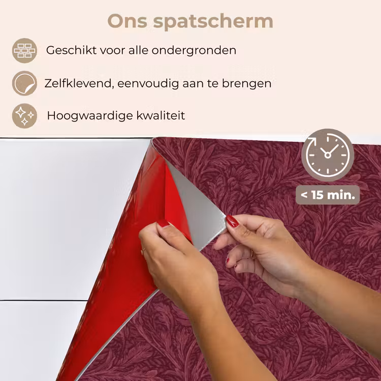 Bladeren - Patroon - Paars keuken achterwand spatscherm klein 900 -spatscherm_NL
