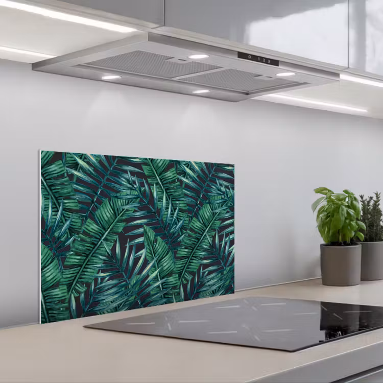 Bladeren - Tropisch - Jungle - Natuur keuken achterwand spatscherm klein -3d_schuin