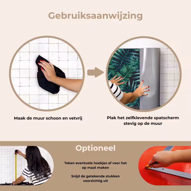 Bladeren - Tropisch - Jungle - Natuur keuken achterwand spatscherm klein -gebruiksaanwijzing_NL
