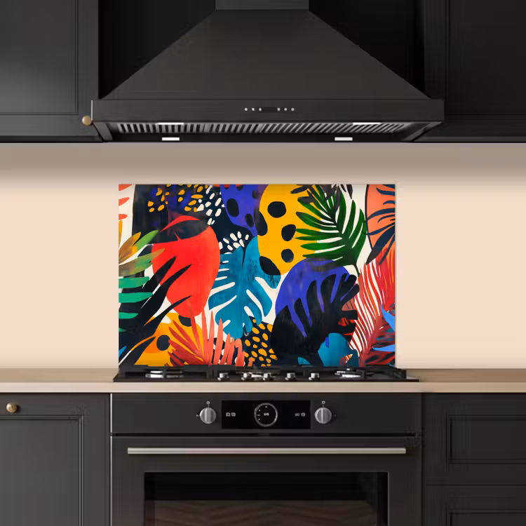 Bladeren - Vormen - Abstract - Kleurrijk keuken achterwand spatscherm klein -sfeer1