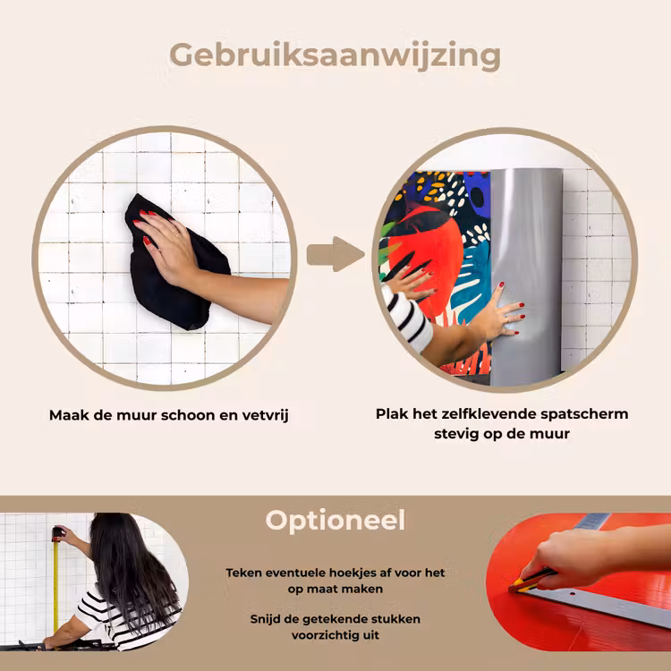 Bladeren - Vormen - Abstract - Kleurrijk keuken achterwand spatscherm klein -gebruiksaanwijzing_NL