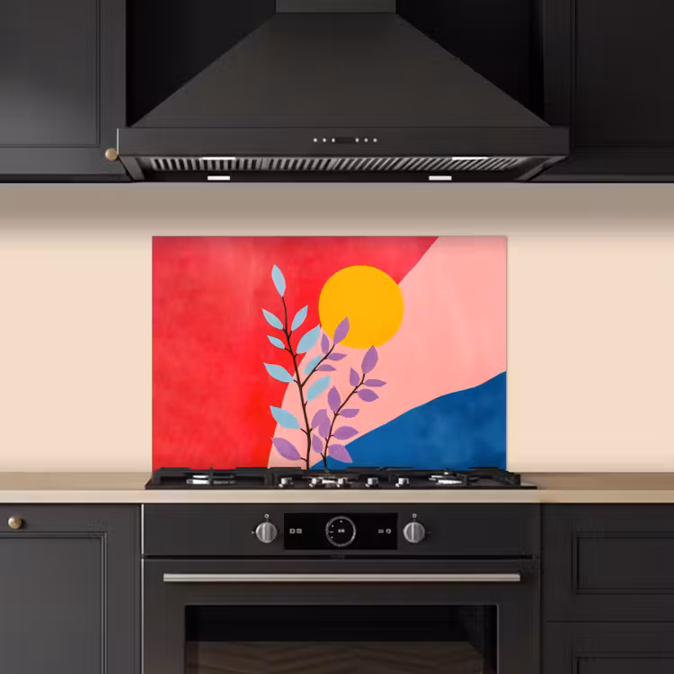 Bladeren - Zon - Abstracte vormen keuken achterwand spatscherm klein -sfeer1