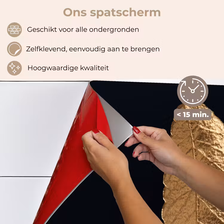 Bladeren - Zwart - Goud - Luxe - Natuur keuken achterwand spatscherm klein -spatscherm_NL